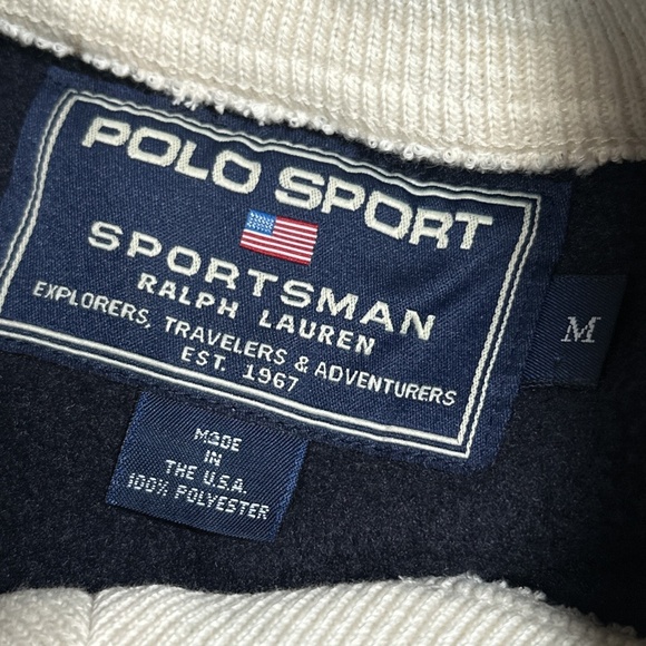 Vintage 90s Polo Sport Sportsman Made in USA Polar Fleece Sweater Mens Medium - Picture 5 of 6